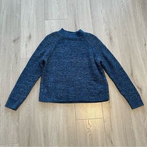 Banana Republic Mock Neck Blue Marled Ribbed Knit Sweater